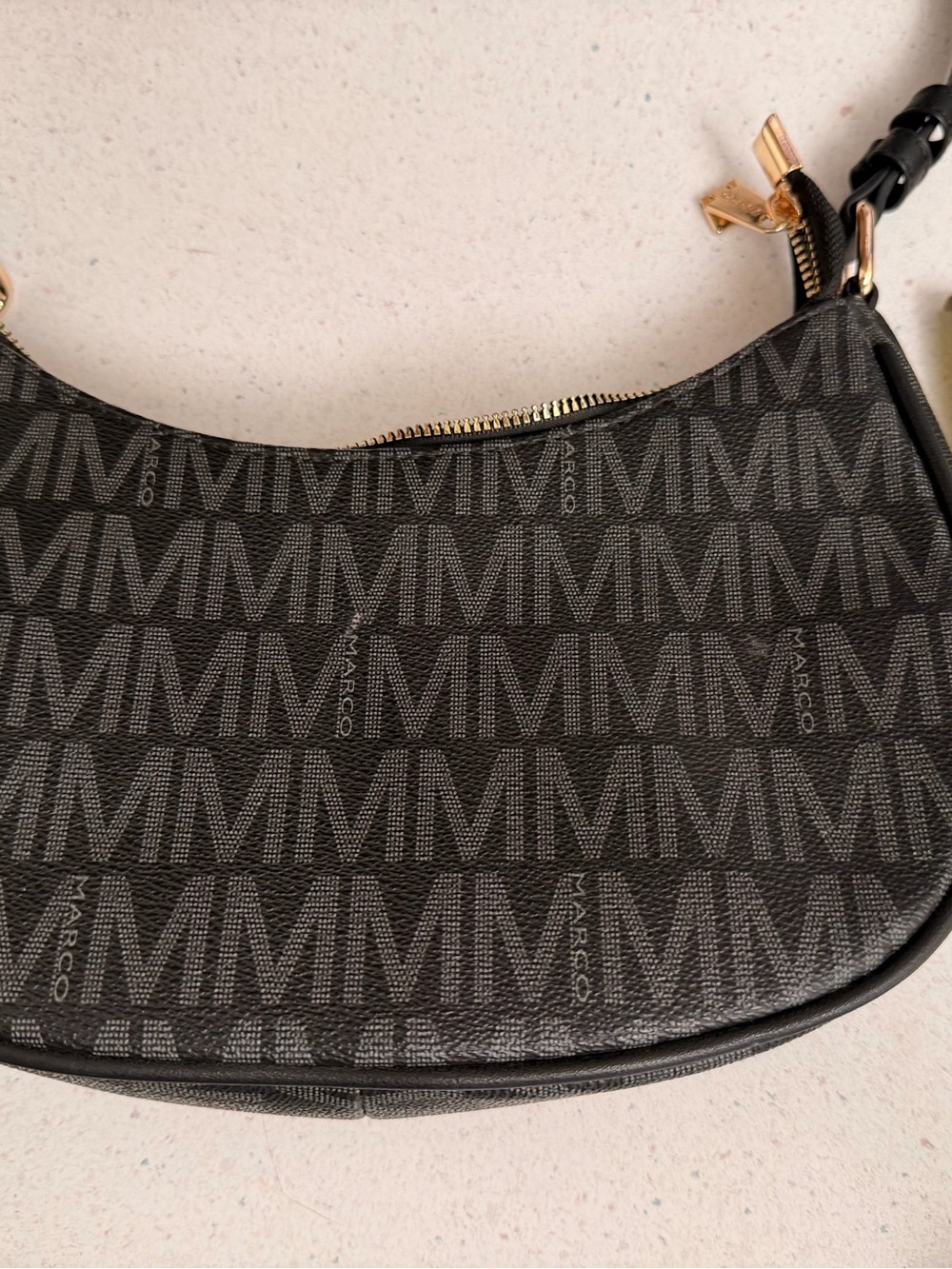 Marc Jacobs Black Monogram Crescent Shoulder Bag with Braided Strap